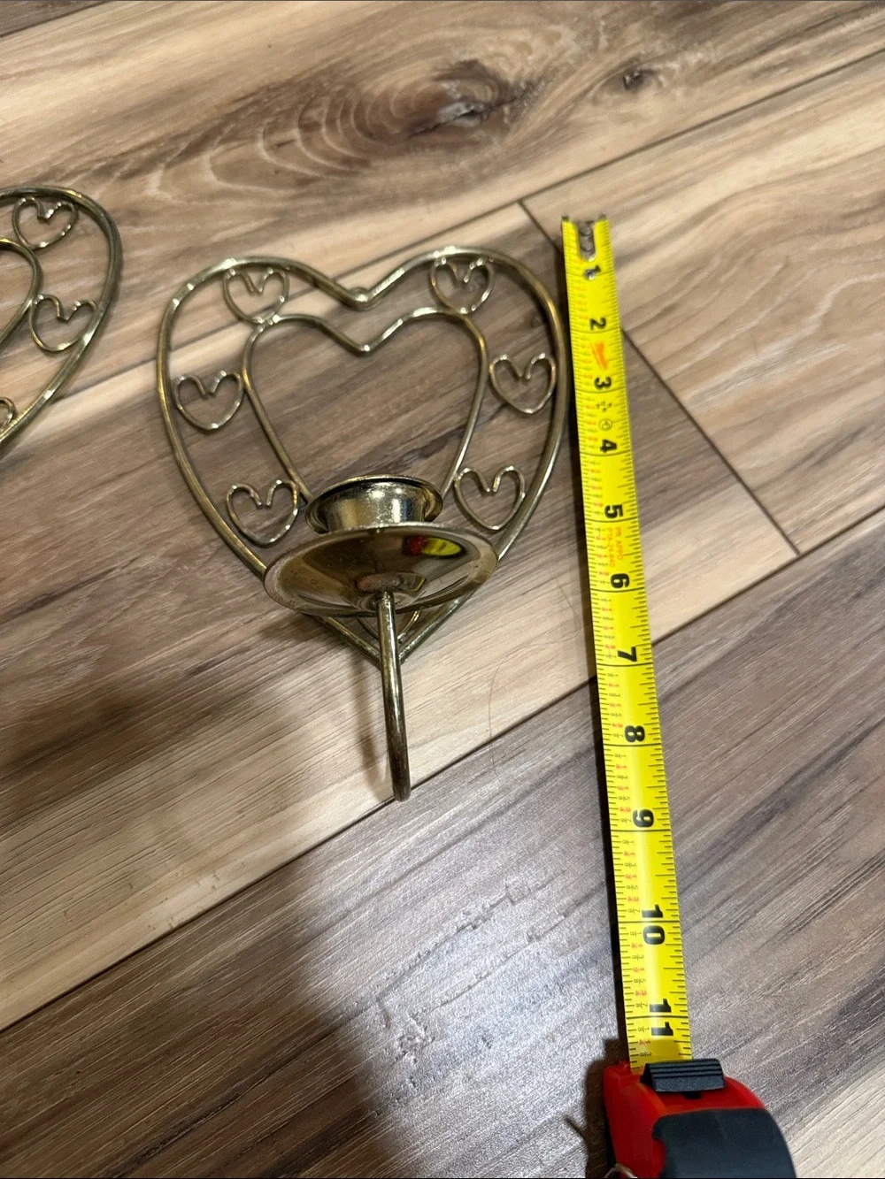 Brass Heart Wall Candle Holders - Set of 2